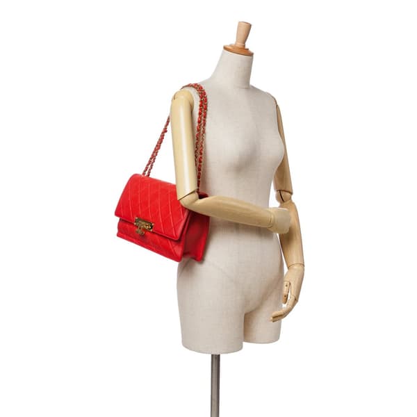 Pre-owned Chanel Large Quilted Lambskin Golden Class Flap Red