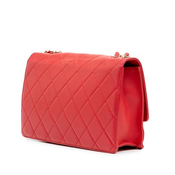 Pre-owned Chanel Large Quilted Lambskin Golden Class Flap Red