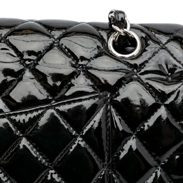 Pre-owned Chanel Medium Classic Patent Double Flap Black
