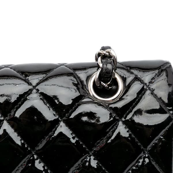 Pre-owned Chanel Medium Classic Patent Double Flap Black