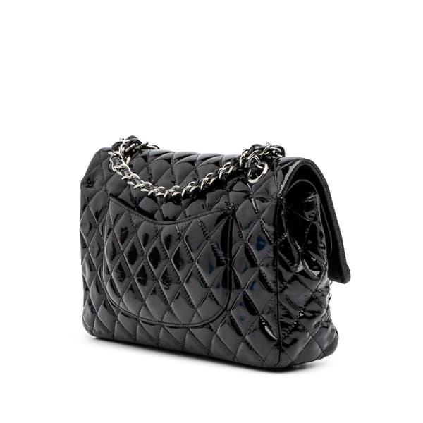 Pre-owned Chanel Medium Classic Patent Double Flap Black