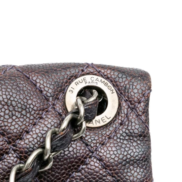 Pre-owned Chanel Medium Quilted Caviar Easy Flap Purple