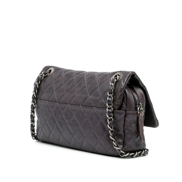 Pre-owned Chanel Medium Quilted Caviar Easy Flap Purple