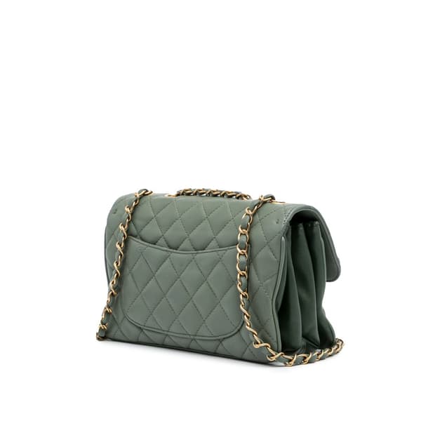 Pre-owned Chanel Medium Quilted Lambskin Daily Companion Flap Green