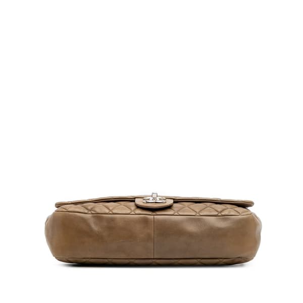 Pre-owned Chanel Jumbo Quilted Lambskin Coco Rain Flap Brown