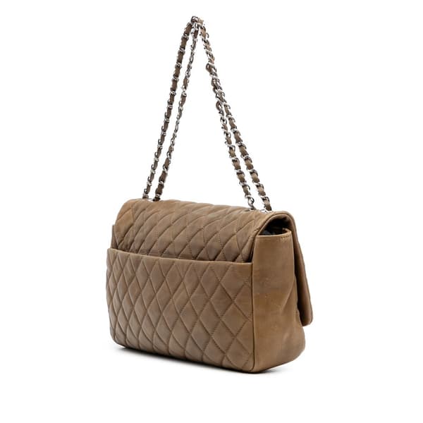 Pre-owned Chanel Jumbo Quilted Lambskin Coco Rain Flap Brown