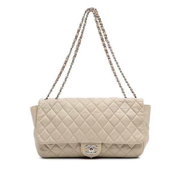 Pre-owned Chanel Jumbo Quilted Lambskin Coco Rain Flap Brown