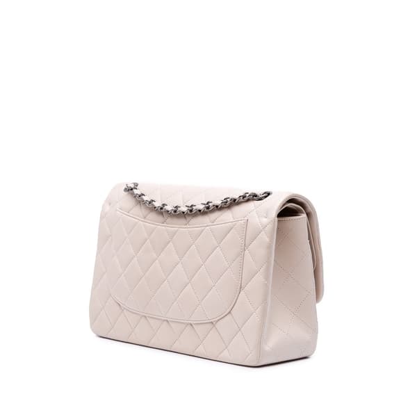 Pre-owned Chanel Jumbo Classic Lambskin Double Flap White