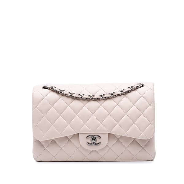 Pre-owned Chanel Jumbo Classic Lambskin Double Flap White