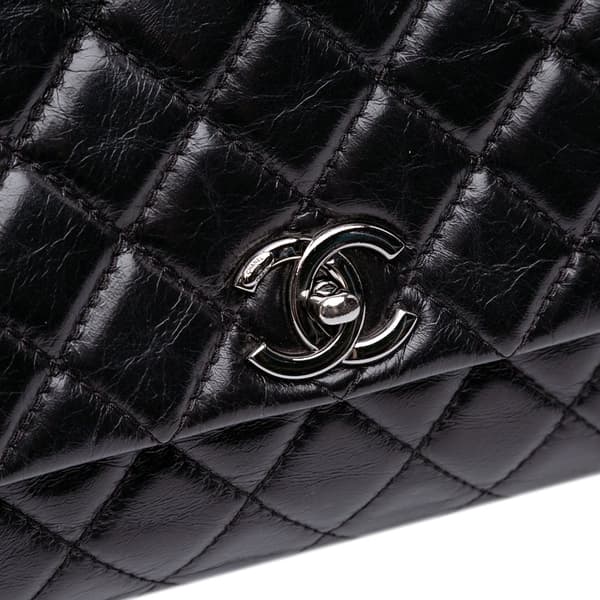 Pre-owned Chanel Medium Quilted Glazed Calfskin Lady Pearly Flap Black