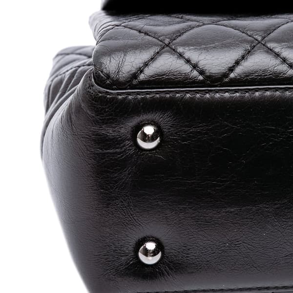 Pre-owned Chanel Medium Quilted Glazed Calfskin Lady Pearly Flap Black