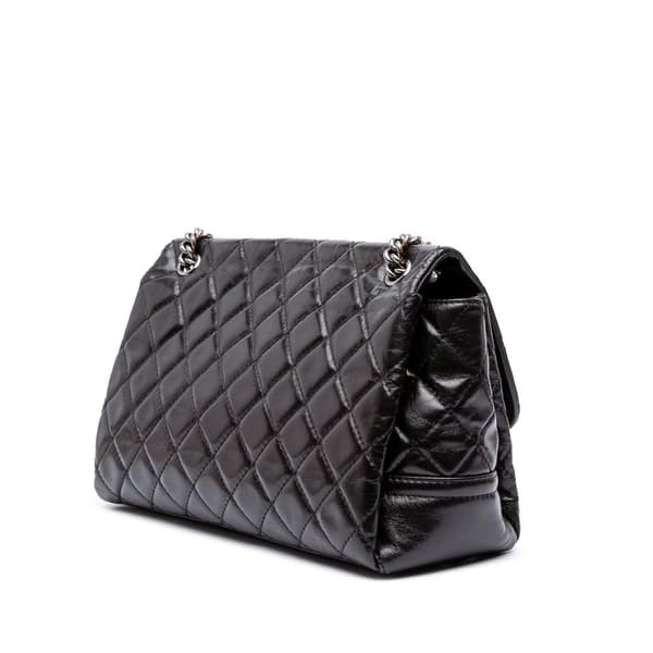 Pre-owned Chanel Medium Quilted Glazed Calfskin Lady Pearly Flap Black