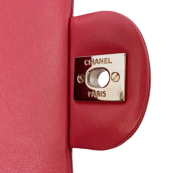 Pre-owned Chanel Medium Lambskin Valentine Heart Charms Single Flap Pink