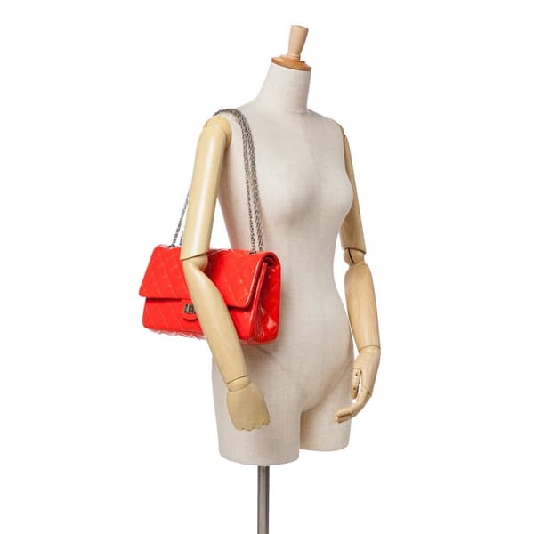 Pre-owned Chanel Reissue 2.55 Patent Double Flap 226 Red