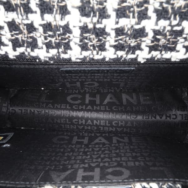 Pre-owned Chanel Mini Woven Patent and Tweed Chessboard Single Flap Black