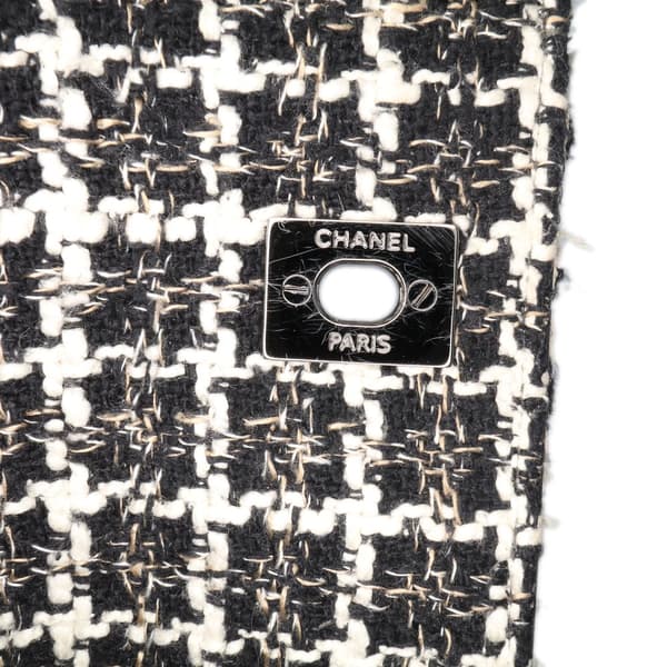 Pre-owned Chanel Mini Woven Patent and Tweed Chessboard Single Flap Black
