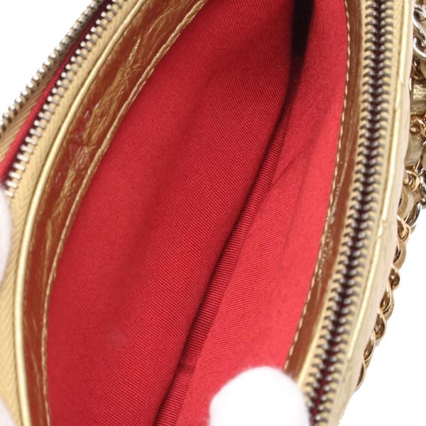 Pre-owned Chanel Quilted Metallic Aged Calfskin Gabrielle Clutch With Chain Gold