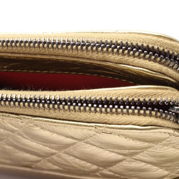 Pre-owned Chanel Quilted Metallic Aged Calfskin Gabrielle Clutch With Chain Gold