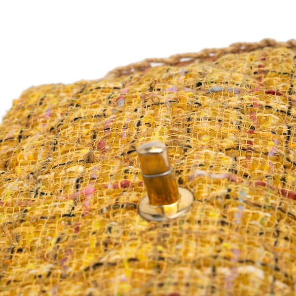 Pre-owned Chanel Medium Quilted Tweed St Tropez Flap Yellow
