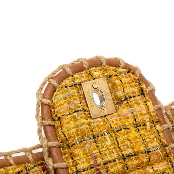 Pre-owned Chanel Medium Quilted Tweed St Tropez Flap Yellow