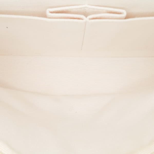 Pre-owned Chanel Medium Classic Printed Grosgrain Double Flap White