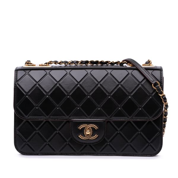 Pre-owned Chanel Embossed Calfskin Single Flap Black