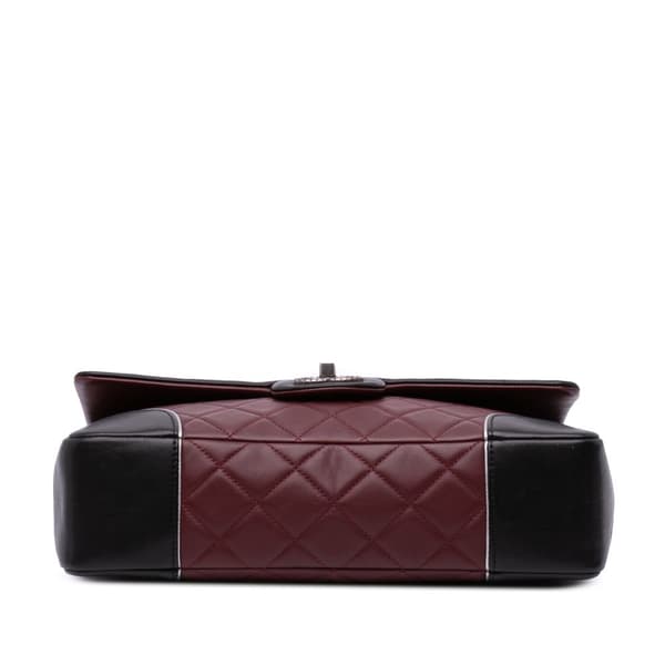 Pre-owned Chanel Paris-Salzburg Jumbo Bicolor Quilted Lambskin Tyrolean Flap Red