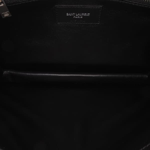 Pre-owned Saint Laurent Quilted Lambskin Studded Monogram Gaby Shoulder Bag Black
