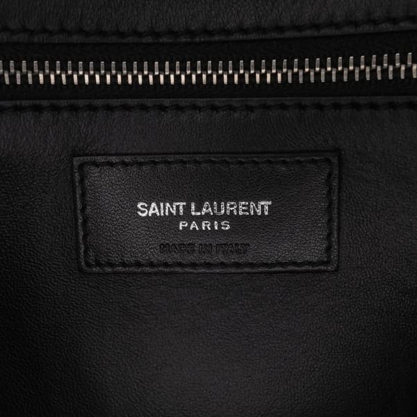 Pre-owned Saint Laurent Quilted Lambskin Studded Monogram Gaby Shoulder Bag Black