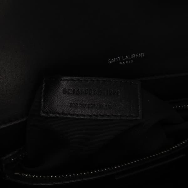 Pre-owned Saint Laurent Quilted Lambskin Studded Monogram Gaby Shoulder Bag Black