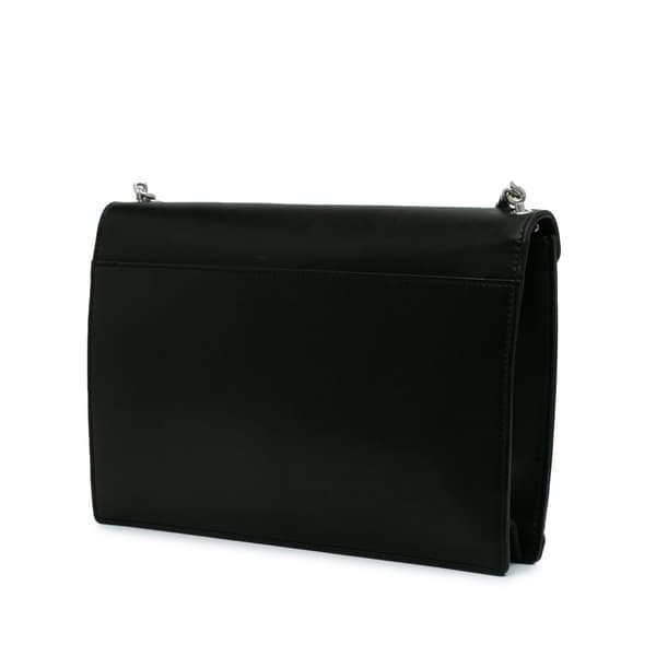 Pre-owned Saint Laurent Quilted Lambskin Studded Monogram Gaby Shoulder Bag Black