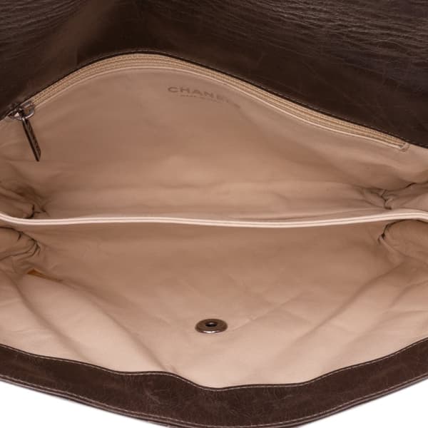 Pre-owned Chanel Quilted Glazed Calfskin Soft Boy Flap Brown