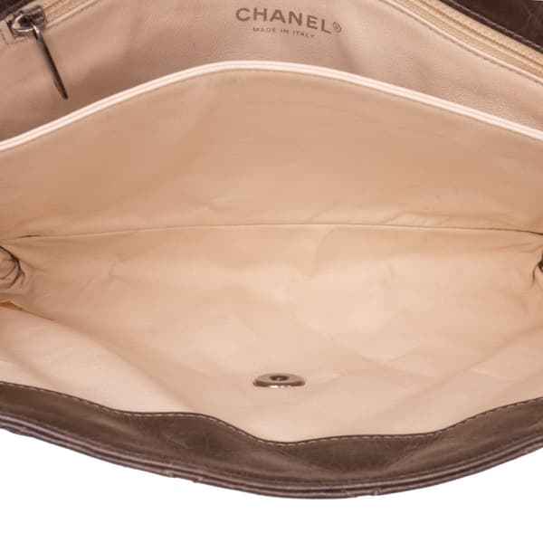 Pre-owned Chanel Quilted Glazed Calfskin Soft Boy Flap Brown