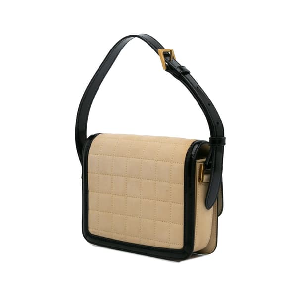 Pre-owned Saint Laurent Small Quilted Suede Solferino Satchel In Box Brown