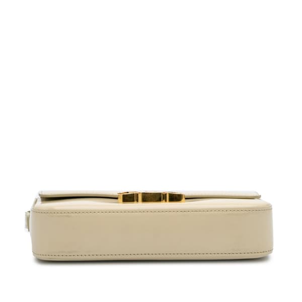 Pre-owned Celine Shiny Calfskin Triomphe Claude Shoulder Bag Brown