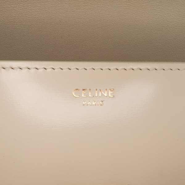 Pre-owned Celine Shiny Calfskin Triomphe Claude Shoulder Bag Brown