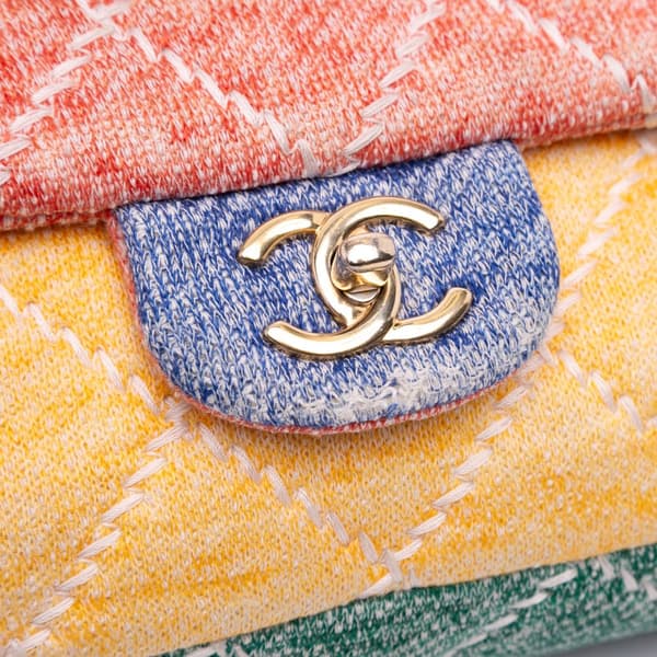 Pre-owned Chanel Jumbo Multicolor Quilted Jersey Ultimate Stitch Flap Multi