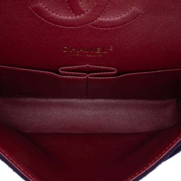 Pre-owned Chanel Medium Classic Wool Paris-Hamburg Charms Double Flap Blue