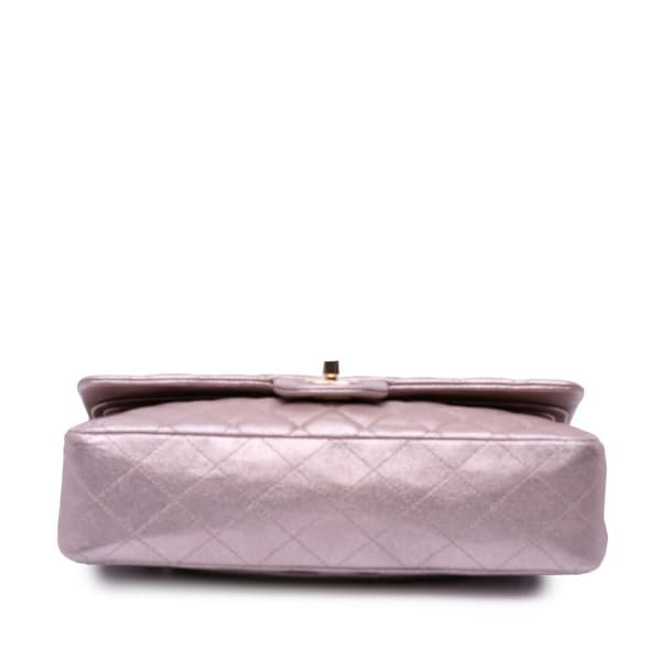 Pre-owned Chanel Medium Classic Iridescent Calfskin Double Flap Pink