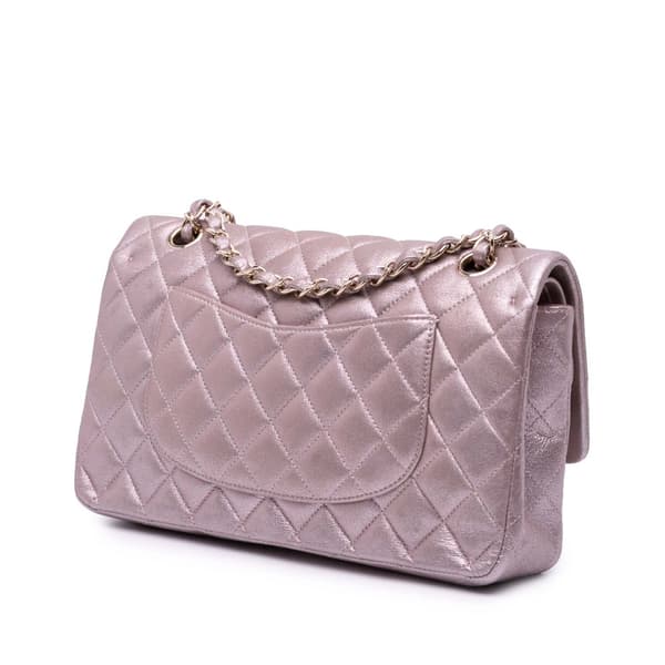 Pre-owned Chanel Medium Classic Iridescent Calfskin Double Flap Pink