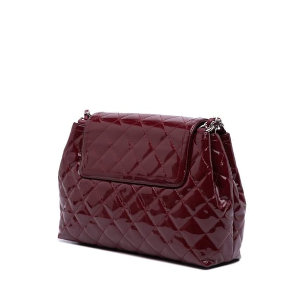 Pre-owned Chanel Large Quilted Patent Coco Shine Accordion Flap Red