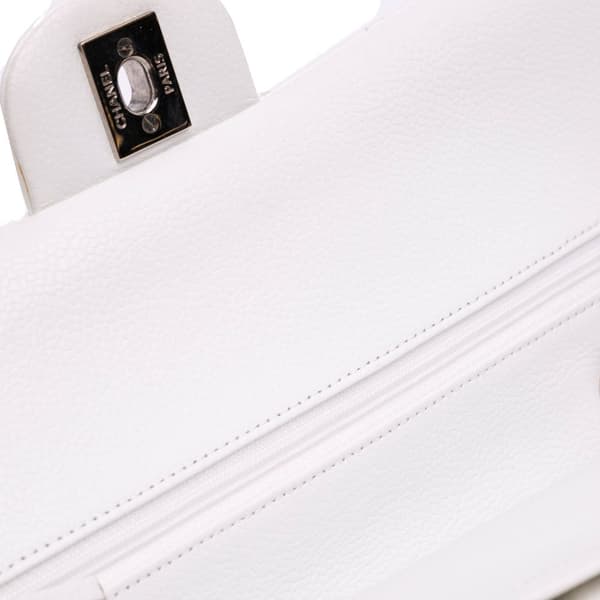 Pre-owned Chanel Medium Classic Caviar Double Flap White
