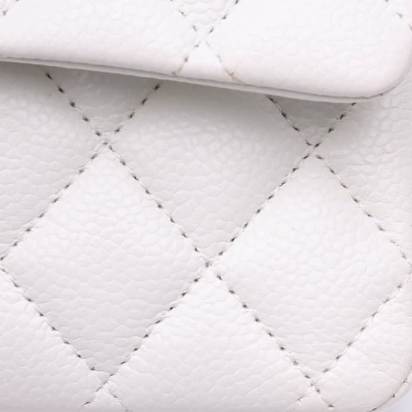 Pre-owned Chanel Medium Classic Caviar Double Flap White