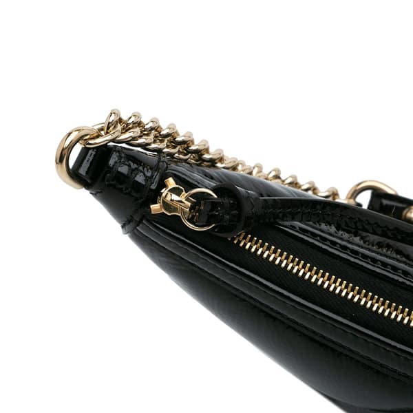 Pre-owned Gucci GG Marmont Matelasse Patent Shoulder Bag Black