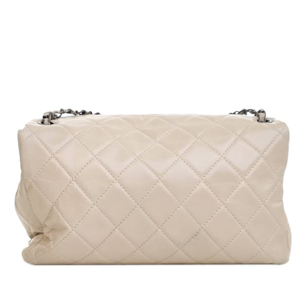 Pre-owned Chanel Large Quilted Glazed Calfskin Coco Soft Flap Brown