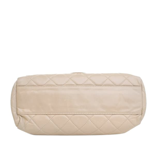 Pre-owned Chanel Large Quilted Glazed Calfskin Coco Soft Flap Brown
