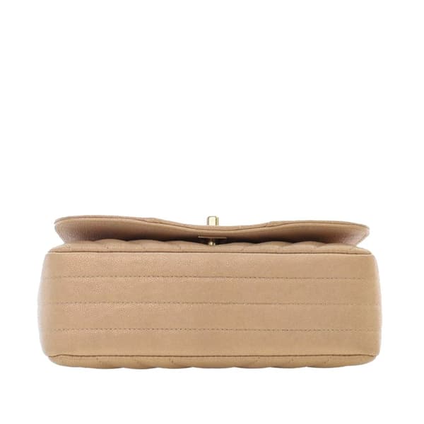 Pre-owned Chanel Small Chevron Caviar Statement Flap Brown