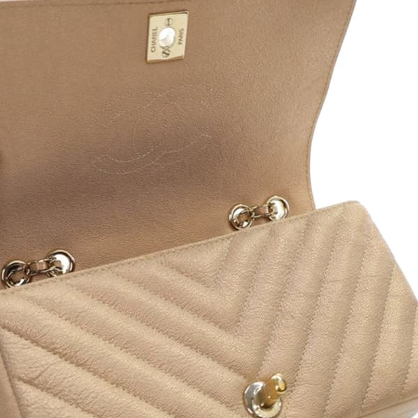 Pre-owned Chanel Small Chevron Caviar Statement Flap Brown