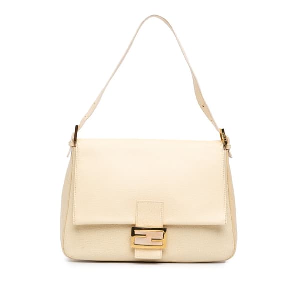 Pre-owned Fendi Large Calfskin Mamma Forever Shoulder Bag White