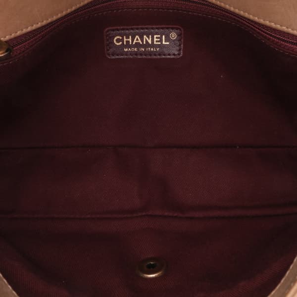 Pre-owned Chanel Medium Bicolor Calfskin Graphic Flap Brown